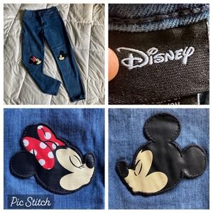 Disney Brand Juniors 9 High Waist (25") Skinny BlueJean Minnie Kisses Mickey